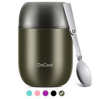 DaCool Hot Food Jar Insulated Lunch Box Container Vacuum Stainless Steel 16 Ounce Kids Adult Bento Box for Hot Food with Spoon Leak Proof for School Office Picnic Travel Outdoors, BPA free - Gray