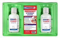 Rapid Care First Aid 8000 Eye Wash Station, FDA Compliant, Wall Mountable, 2 x 16 oz Sterile Isotonic Eye Wash Bottles, 17" x 10 3/8" x 3 1/2"