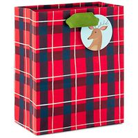 Hallmark Red Plaid Deer Small Christmas Gift Bag