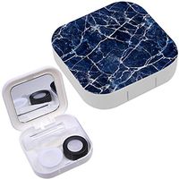Portable Contact Lens Case Box Travel Kit Mirror + Bottle + Tweezers Container Holder [ Blue Marble ]