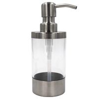 8 Ounce Soap Dispenser, Clear Bottle with Brushed Nickel Rust Proof Stainless Steel Pump, for Kitchen Bathroom Countertop Lotion