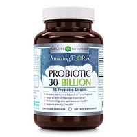 Amazing Flora Probiotic 30 Billion with 10 Best Probiotics Strains Including Acidophilus, plantarum, rhamnosus etc * Supports Digestive & Immune Health * Veggie Capsules (240 Count)