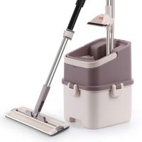 SHPING Mops Flat rotating mop bucket, 360 degree free rotation, stainless steel telescopic rod, wet and dry, no need for hand washing, used for kitchen floor cleaning (Size : B)