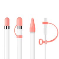 ZOVER [4-Piece] Compatible with Apple Pencil Silicone Pencil Caps Nib Cover and Cable Adapter Tether Replacement, if Applicable iPad Pro 9.7" 10.5" 12.9"-Pink