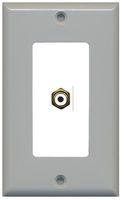 RiteAV - 1 RCA White for Subwoofer Audio Port Wall Plate Decorative - Gray & White - Bracket Included