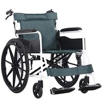 Folding Wheelchair Leisure Wheelchair Black 22 Inch Solid Wheel PU Soft Armrest Manual Brake Wheelchair Thickened Cushions Wheelchair for Disabled Can Bear 100kg Push Type