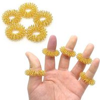 2 Color Finger massage ring Finger Acupressure Massage Rings Body Massager Perfect for autism, anxiety, long time computer users, teachers, students, therapists 1Pcs (Gold)