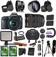 Canon EOS 6D + 24-105mm f/4L IS USM. PagingZone Kit Includes, .43x Fisheye + 2.2x Telephoto Lenses + LED Light + 2 SD 32GB Card + Extra Battery & Charger + UV Filter + Tripod + Monopod + Battery Grip