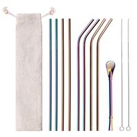 Sbogie Set of 9 Reusable Stainless Steel Straws with Travel Case Cleaning Brush Silicone Tips Eco Friendly Extra Long Metal Straws Drinking for 20 24 30 oz Fit Yeti Tervis Rtic Tumbler
