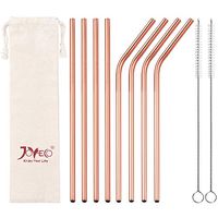 JOYECO Stainless Steel Straws Metal Reusable for 20oz Tumblers Rumblers Drinking Beverage Set of 8, Rose Gold
