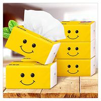 Bamboo Facial Tissues Toilet Paper Toilet Tissue Ultra Soft Tissues - Natural Tree Resistant Facial Tissue - Cute Smile Face Print Package,300 Pcs, 1/3/5 Pack (Yellow, 1 Pack)