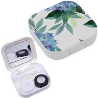 Portable Contact Lens Case Box Travel Kit Mirror + Bottle + Tweezers Container Holder [ Watercolor Hydrangea ]
