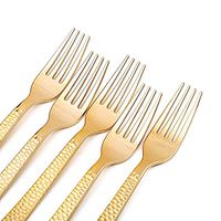BalsaCircle 48 pcs 7-Inch long Gold Hammered Design Plastic Forks - Disposable Wedding Party Catering Tableware Discounted Supplies