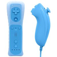 Wii U Remote Controller, Remote Controller and Nunchuk Controller with Silicon Case and Wrist Strap for Nintendo Wii and Wii U. (Blue)