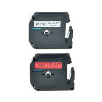 NineLeaf 2PK Black on White MK231 Black on Red MK431 12mm 8m Label Tape Compatible for Brother M-K231 M231 M-K431 M431 P-Touch PT-70 PT-65 PT-80 Printer