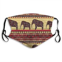 African Print with Elephants Boys Girls Adults Adjustable Earloop Face Ma-sk, Anti-dust Mouth Ma-sk, Anti Pollution Ma-sk,Reusable Protection Ma-sk,Pollen Ma-SKS,Anti-smog Ma-sk