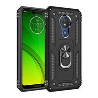 Thin fit case for Moto G7 Power Case with Dual Layer 2 in 1 with Extreme Slim Anti-Fall Cover Full Protection and Finger Ring Holder Kickstand Magnetic Car Mount Cover (Black)