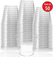 SS Ecom 50 Pack Small Clear Plastic Cups, 5 oz Disposable Cups, Party Punch Cups, Mini Wine Shot Glasses/Tumblers - 150 ml