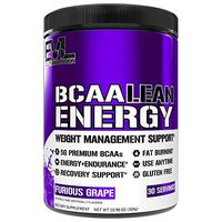 Evlution Nutrition BCAA Lean Energy– Essential BCAA Amino Acids Plus Vitamin C, Fat Burning & Natural Energy, Performance, Immune Support, Lean Muscle, Recovery, Pre Workout, 30 Serve, Furious Grape