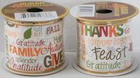 2 Rolls Thanksgiving Themed Wire-Edged Ribbon Bundle - 9 Feet per Roll
