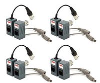 CamVtech USA 4 Pairs Video Power Balun Network Transceiver Connectors CAT5/CAT6 to BNC High-end unit