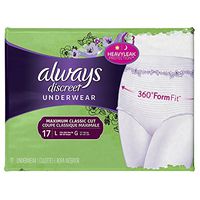 Always Discreet Underwear Maximum Absorbency Size Large - 3pks of 17, Pack of 4