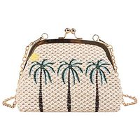 Fashionhe Weaving Bag Women Beach Bag Shoulder Bag Wild Chain Messenger Bag Handbag Cosmetic Bag(Beige-A)