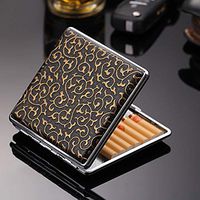 WMM Portable 20 pcs Pocket Cigarette Case for Men Stainless Steel Cigarette Box Anti-Pressure Moisture-Proof (Color : Gold)