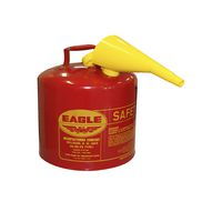 Eagle UI-50-FS Red Galvanized Steel Type I Gasoline Safety Can with Funnel, 5 gallon Capacity, 13.5" Height, 12.5" Diameter