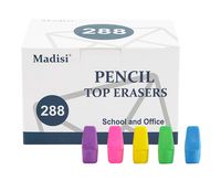 Madisi Pencil Erasers, Pencil Top Erasers for Kids, Arrowhead Assorted Colors Cap Erasers,288 Count