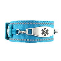 Waterproof Medical Alert ID Bracelet - Custom Engraving Included - Active, Sports -Turquoise Bracelet/Black (M)