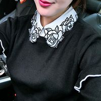 Franterd Women Retro Cute False Shirt Collar Casual Vintage Choker Necklace Detachable Lapel Fake Collar (C)
