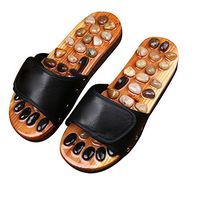 Foot Massage Slippers Acupressure Shoe Pebbles Massage Reflexology Comfortable for Men and Women HMYH,Black,3738