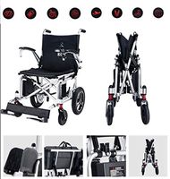 YOLANDEK Lightweight Folding Electric Wheelchair 34 lb- Ultra Portable Foldable Power Motorized Scooter Chair - Comfortable Cushion, Extremely Compact for Car and Air Travel
