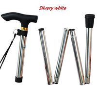M-GYG Folding Walking Cane for Women and Men -Collapsible Walking Stick Hand Portable Adjustable Balancing Mobility Aids Equipment for Elderly Fathers Mothers Gifts (Silver)