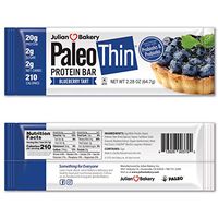 Julian Bakery Paleo Thin Protein Bar | Blueberry Tart | Egg White Protein | 20g Protein | 2 Net Carbs | 10 Bars