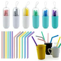 Fashion Portable Reusable Silicone Collapsible Drinking Travel Straws (Purple, One Size)