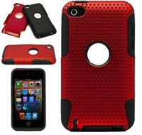 Snap-on Protector Hard Case for Apple iPod Touch 4th Generation / 4th Gen - Red/Black Hybrid Design