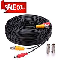 BNC Cable 1 Pack 59ft 2 in 1 Video Power Cable with 4pcs BNC Connectors RCA Adapters Wires for CCTV DVR Surveillance System