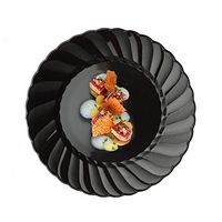 Tableclothsfactory 60 Pcs - Black 6" Flaired Round Disposable Plastic Plate
