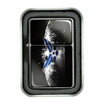 Windproof Refillable Oil Lighter with Tin Gift Box Navy Design-008