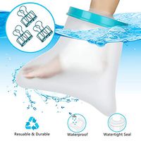 Bridawn Foot Cast Cover for Shower Adult Leg Waterproof Bandage Protector with 3 Clips Reusable Watertight Bathing Boot Bag for Broken Feet Ankle Wound Burns Dressings Splint Surgeries Tattoos