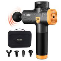 YUNCHI Handheld Massage Gun - Professional Percussion Massager for Neck, Back & Legs - Quiet Deep Tissue Massage Device with 4 Massage Heads in Carry Case - Tension Relief & Muscle Relaxation - Black