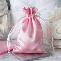 Tableclothsfactory 12PCS Pink Satin Gift Bag Drawstring Pouch Wedding Favors Bridal Shower Jewelry Bags - 4"x 6"