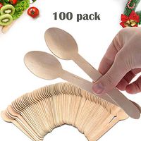 6.5" Disposable Wooden Spoons - Natural Birch Wood ，Eco Friendly, Biodegradable, Compostable Cutlery (100 pack)