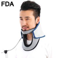 Cervical Neck Gas Wave Vertebra Traction Massager Collar Brace Shoulder Pain Relief Stretcher Collar for Travel Home Improved Spine Alignment
