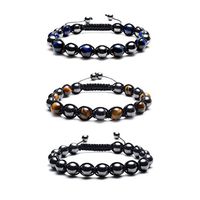 Jovivi Magnetic Therapy Bracelet - Natural Tiger Eye Stone & Hematite Healing Crystal Braided Rope Energy Beads Bracelet for Pain Relief