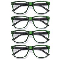 CRGATV Wire Drawing Process Fashion Reading Glasses 4 Pairs Quality Readers Spring Hinge Glasses for Reading (4 Pack Green, 1.75)