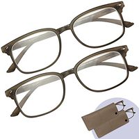 Reading Glasses Men & Women, 2 Pack Readers - Rectangle Brown Plastic Frames Spring Hinge Fashion Readers | Comfortable, Durable & Lightweight Design | 2 Bonus Slip-In Protective Pouches (+1.50)