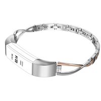 Wearlizer Compatible for with Fitbit Alta Bands Small Silver Rose Gold Fitbit Alta hr Women Metal Replacement Bands Accessories Straps Bracelet Bangle Wrist Bands Small/Large (Rose Gold+Silver)